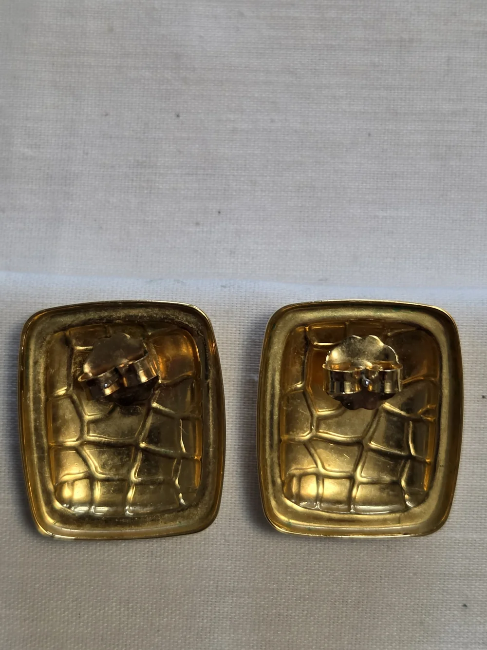 Unsigned Napier Gold-Tone Textured Rectangle Post Earrings